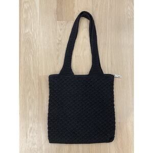 The Sak Black Crochet Handbag Tote Hobo Boho Bag EUC